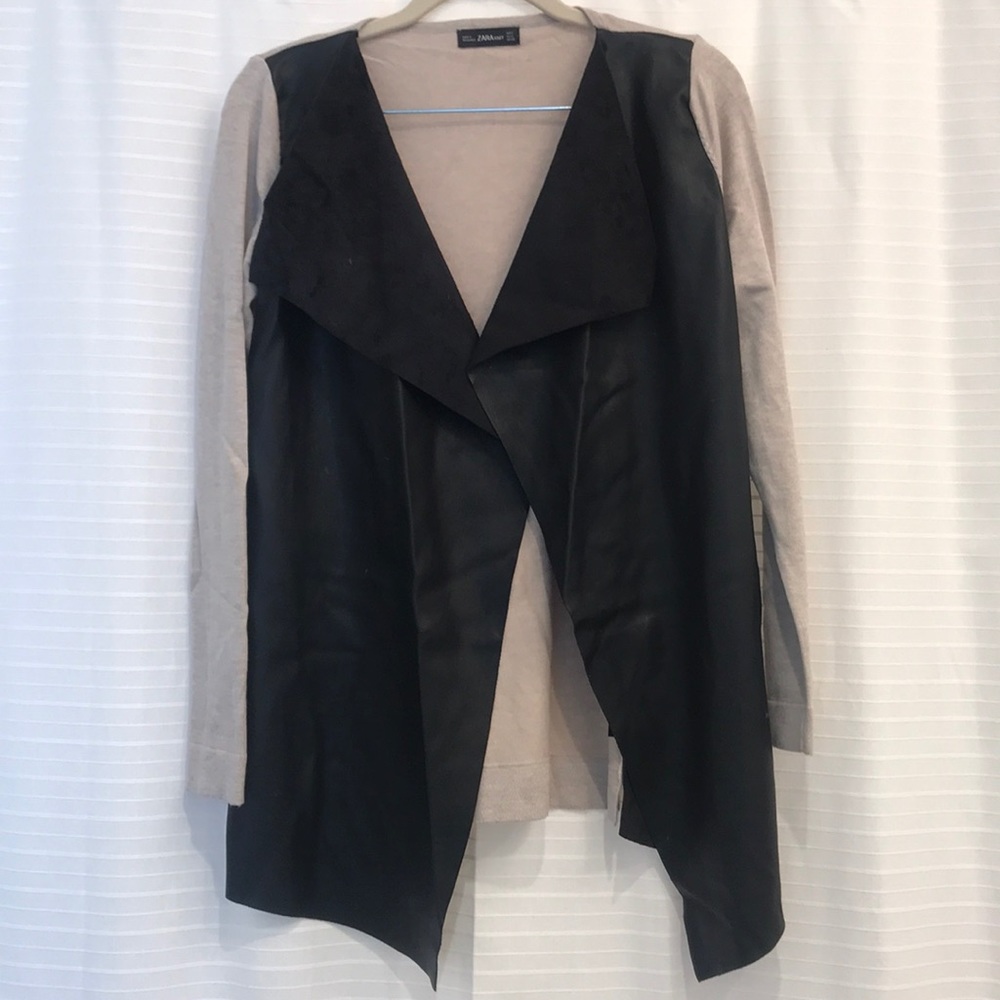 ZARA faux leather cardigan